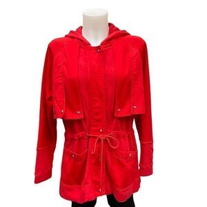 MARC BY MARC‎ JACOBS Women's Red Studded Roche Modern Anorak Hood Jacket Sz XS